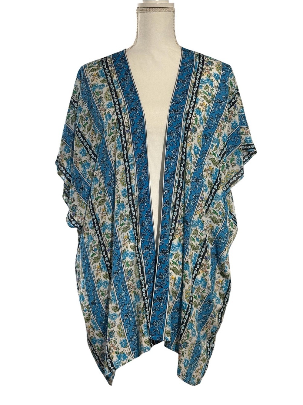 LOFT Outlet Blue Floral Print Open Front Kimono / Poncho / Cover-Up XS/S NWT